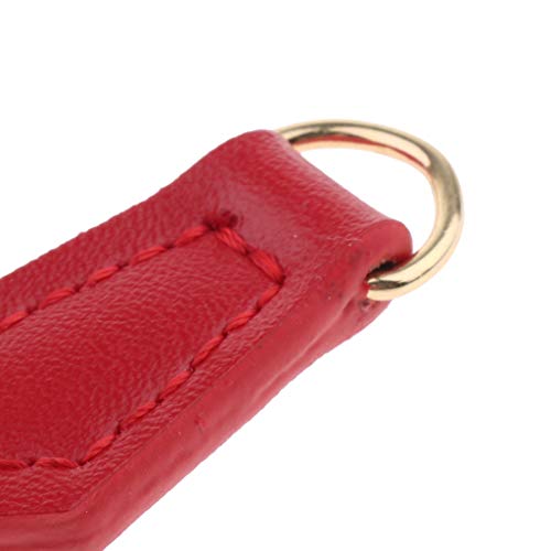 Fityle 2 Pieces Genuine Leather Zipper Pull Tags Puller Handbag Purse Wallet Accessories - Red, as described