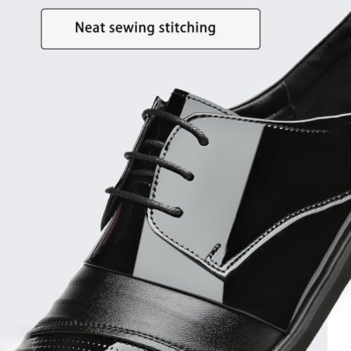 New Leather Shoes Men，Lace-up Low-top Patent Leather Triple-Joint Dress Shoes Leather Fashion Groom Wedding Leather Shoes2