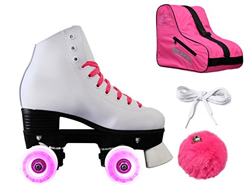 Epic Princess Twilight Quad Roller Skates w/Pink LED Lighted Wheels 4 Pc. Bundle (Juvenile 11) Epic Princess Twilight Quad Roller Skates w/Pink LED Lighted Wheels 4 Pc. Bundle (Juvenile 11)