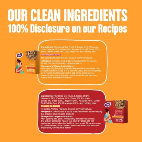 Image of Early Foods Pack of 2: Gond Laddu & Bajra Laddoo | Sugar Free Laddo with jaggery | Gond Ke Laddu | Millet Laddu | Dink Laddoo | Post-Pregnancy Laddu | Dry Fruits Laddu | postpartum ladoo