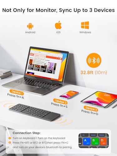 Image of UPERFECT Portable Monitor Touchscreen 15.6'', Laptop Monitor with Bluetooth Keyboard, Built-in 8000mAh Battery | Adjustable Stand | Speakers, Ultra-Slim External Screen for Phone, Game Console