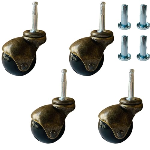 4 Pack Ball Casters 2inch 360 Degree Threaded Ball Caster Wheel Easy Install Replacement Casters for Furniture Chairs Tables Cabinets Tiny Shopping Cart Trolley Whee More (No Brakes)