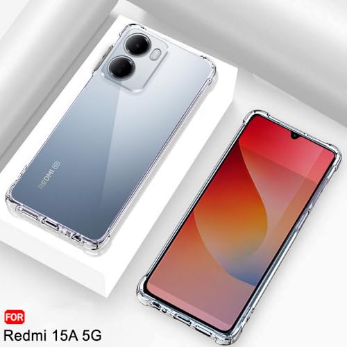 Image of TheGiftKart Transparent Crystal Clear Back Cover Case for Mi Redmi 15A 5G | Shockproof Soft TPU Case | Cushioned Edges for Ultimate Protection Back Cover Case for Redmi 15A 5G (TPU, Transparent)