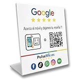 PulseMe.es–Soporte NFC con código QR para reseñas y redes sociales|Compatible: Android y iPhone | Ideal para restaurantes, tiendas, peluquerías y hoteles|Configuración fácil, sin suscripciones