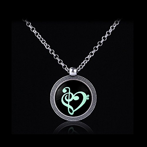 Collier note de musique pendentif rond argenté aux finitions bijoux - 4