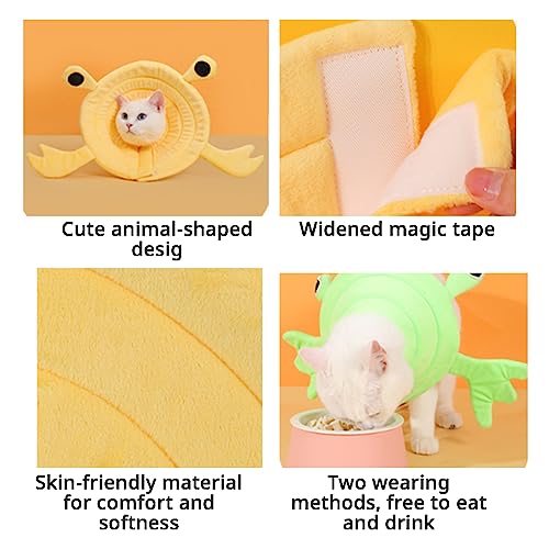Image of MANON ROSA Cat Cone E-Collar: Soft After Surgery Elizabethan Collar Adjustable Cute Animal Design for Dogs Cats Puppies Kittens Rabbits Bunnies Prevents Licking (Crab,L)