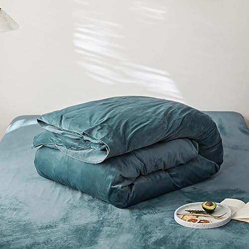 Michorinee Winter Plüsch Bettwäsche Set 135x200 cm 4teilig Petrol Blau – Ansicht 7