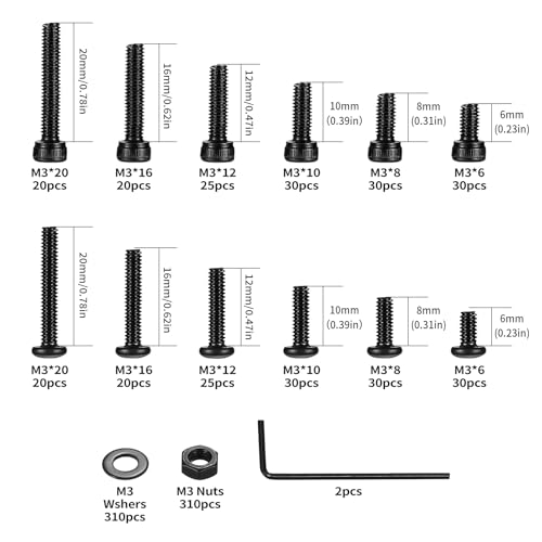 930 Pcs M3 Bolts and Nuts Set including Washers, Hex Socket Head Cap Screws Bolt Set & Hex Socket Button Head Cap Screw - Image 2