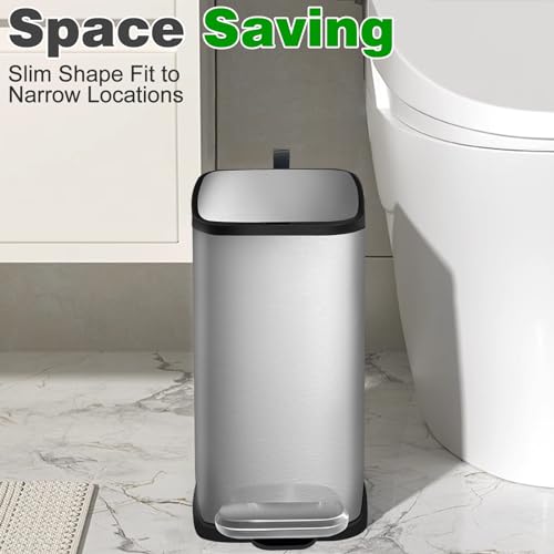 Caneca de basura para baño de acero inoxidable 6L plateada miniatura 4