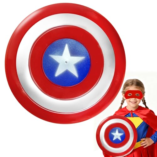 Krgiqn 11.8 inch Captain Shield Costume,Hero Prop Cosplay Shields Toy for Halloween Party Decor,Birthday Gift,Red