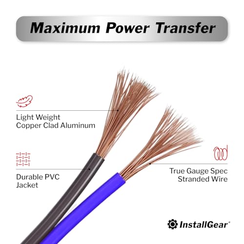InstallGear 4 Gauge Wire (50ft) Copper Clad Aluminum CAA - Primary Automotive Wire, Car Amplifier Power and Ground Cable, Battery Cable, Car Audio Speaker Stereo, RV Trailer Wiring Welding Cable 4ga - Thumbnail 4