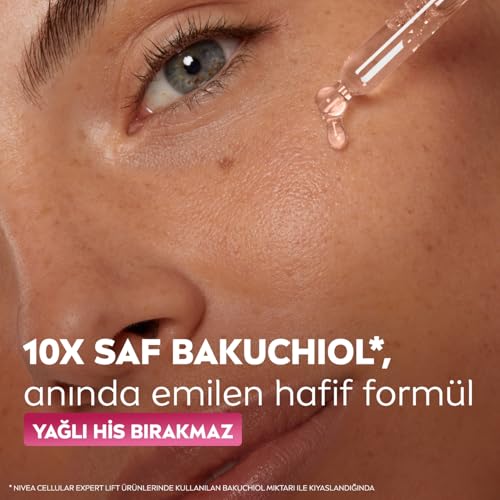 NIVEA Cellular Expert 3‑Zone Lifting Serum, Lightweight Facial Formula with Bakuchiol, 1.01 oz Premium Skincare, Visibly Reduces Wrinkles, Lifts Contours and Tightens Skin