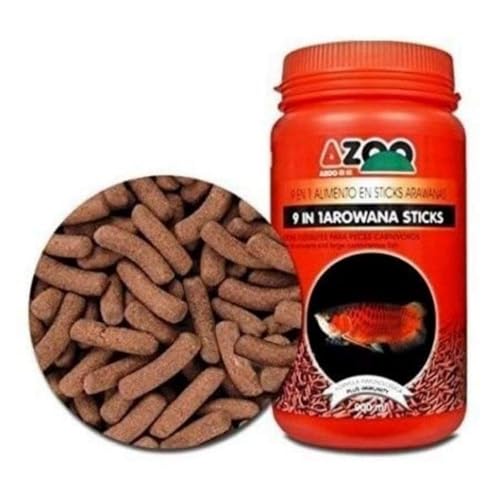Azoo 9 In 1 Arowana Sticks | Fish Food | 900 Ml | Fishaspets, All Life Stages, 1 Count