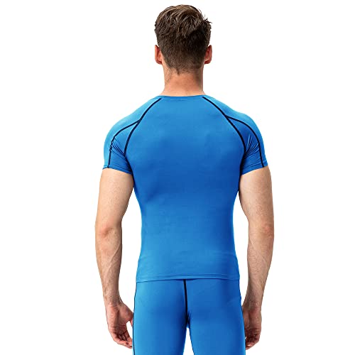 Cici Five Men's Compression Shirt Short Sleeve Athletic Compression Tops Cool Dry Undershirts Baselayer Gym Workout T Shirt Blue #TOP3