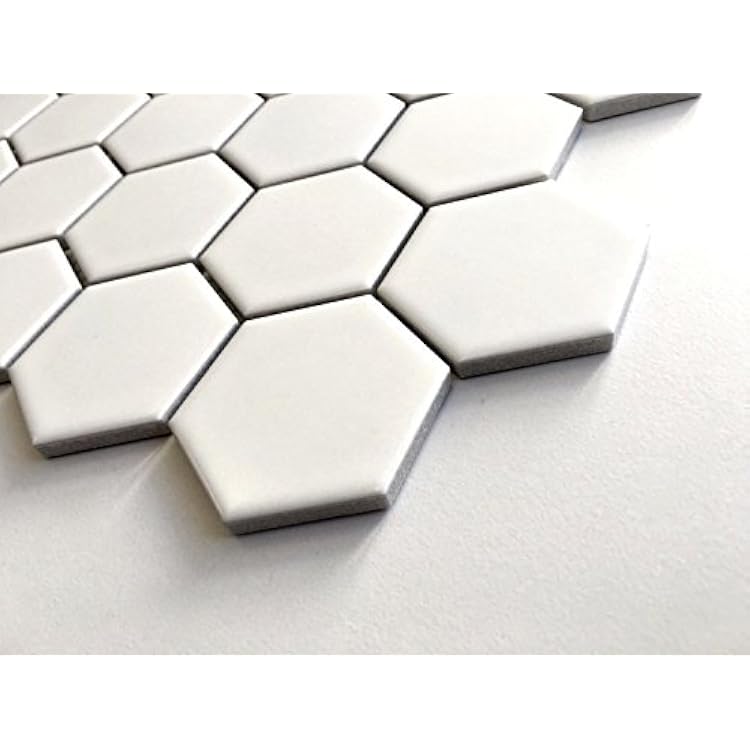 Squarefeet Depot White 2 Hexagon Porcelain Mosaic Floor and Wall Tile