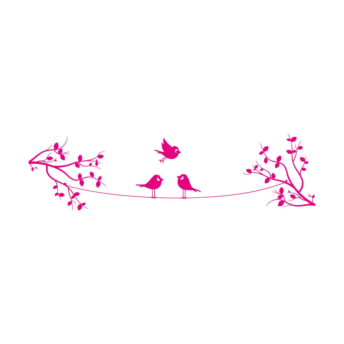 Birds on Wire on Two Branches Wall Decals PVC 51.8x172.7cm Do not Damage the wall Surface Extra Large Rosered