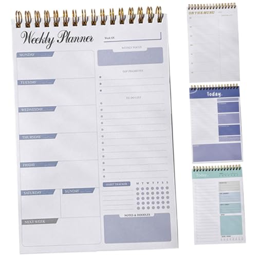 LOPUNER 4pcs Daily Plan Notepad Tear Off Undated Scheduling Pads with Page Tabs Lightweight Portable To Do List Organizer for Work Study and Home Use