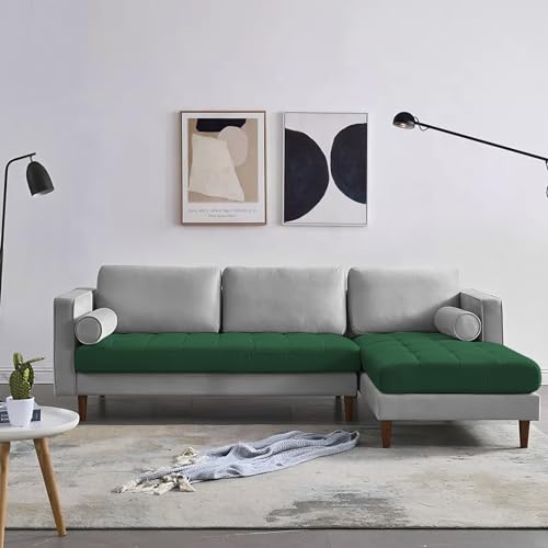 Image of Lezra RHS 4 Seater L Shape Sofa Set for Living Room (Green Grey Fabric) Premium Fabric Sofa