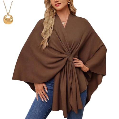 Flakaclsh Shawl, Elegant Solid Color Cape Shawl, 2025 Knitted Button down Shawls Scarf for Women