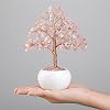 Geld Boom Ornamenten Mini Getrommeld Bonsai Boom Beeldjes Keramische Vaas Woonkamer Kantoor Home Decor, Rozenkwarts