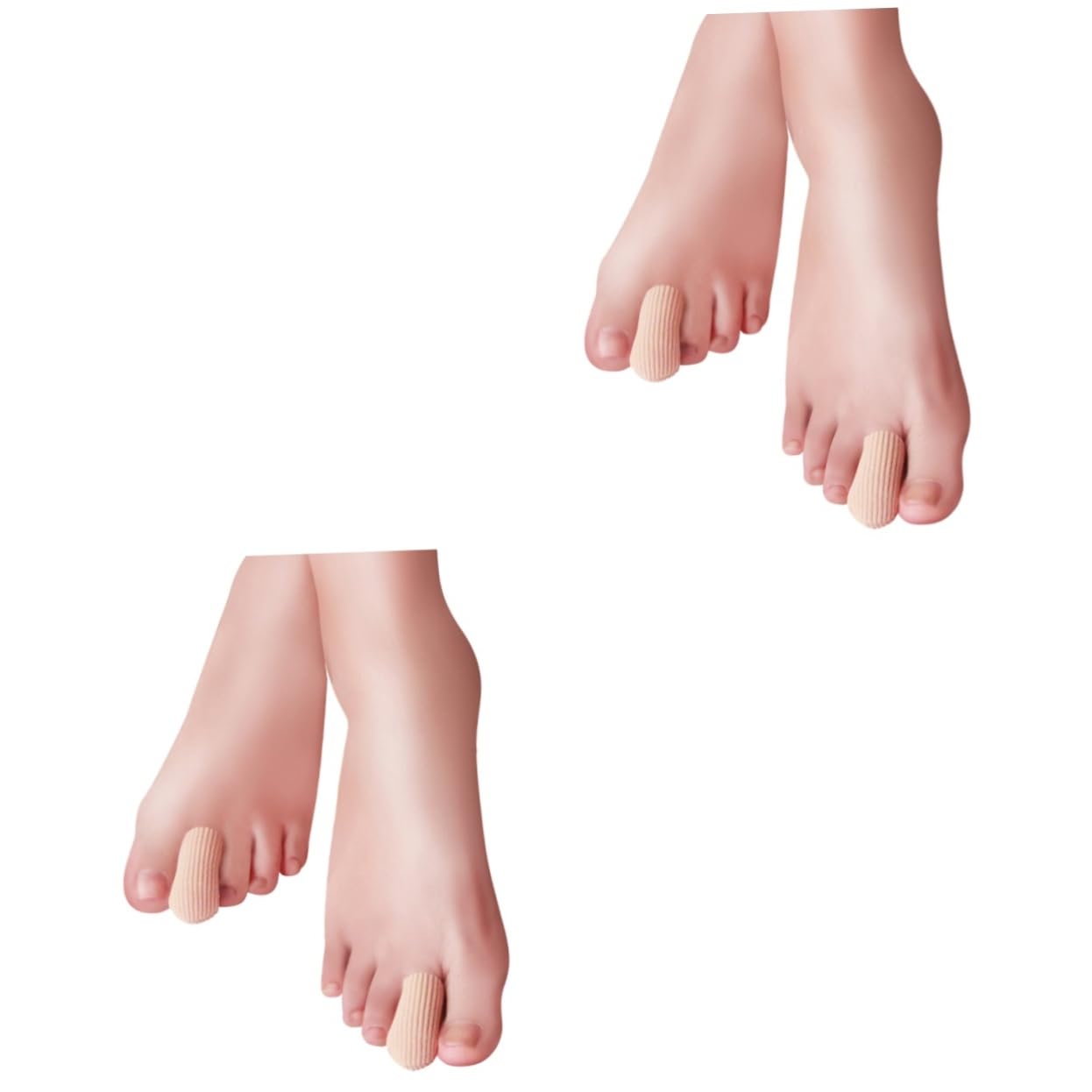 FOMIYES 2pairs Toe Separator Gel Spacers Sleeve Tube for Bunion and Overlapping Toes Protector for Proper Alignment Khaki Comfortable and Reusable Design