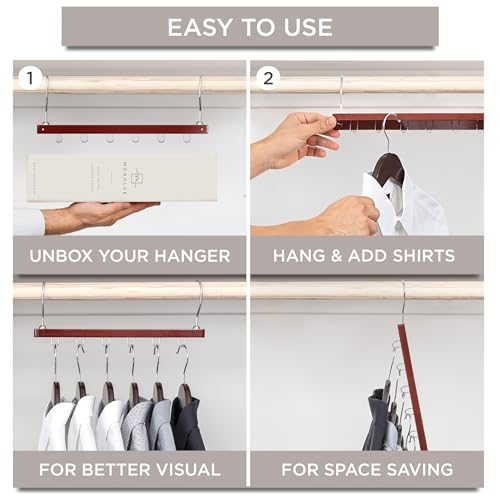 MORALVE Space Saving Hangers for Closet Organizer - 4 Pack Wood Shirt Organizer, Clothes Hanger Stacker, Collapsible Space Saver