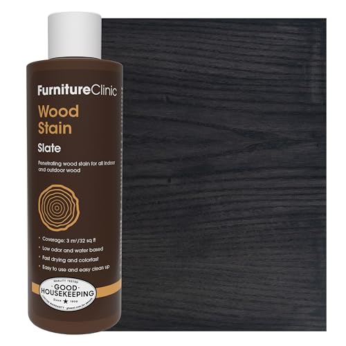 Image of Furniture Clinic Wood Stain | Slate | Water Based | Fast Drying, Low Odor, & Non-Toxic | for Indoor & Outdoor Furniture and More | Multiple Finishes | (8.5oz / 250ml)