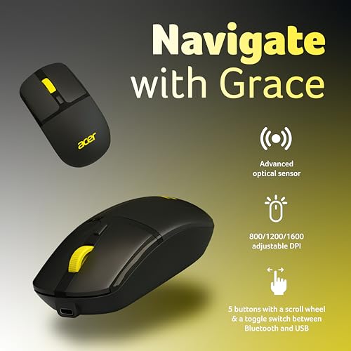 Image of Acer ZenKeys Duo Wireless Keyboard & Mouse Combo | 2.4 GHz + Bluetooth | Rechargeable 500 mAh Type-C | 99-Key Silent Keyboard | 1600 DPI Optical Mouse | 10m Range | Windows /macOS /Linux Compatible