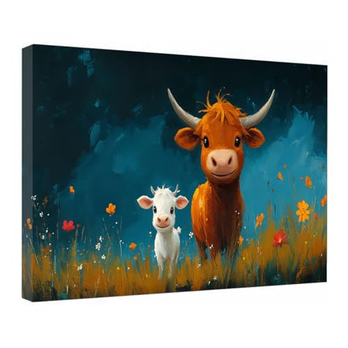 Poster Moderne Fleurs sauvages et animal en toile 40x60cm pour déco de salle de bains