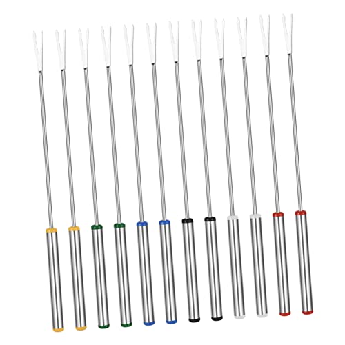 CONGARTENO Fruit Food Forks 12pcs Dessert Forks in Stainless Steel Fondue Kit Accessories for Cheese Fondue Roasting Random Color