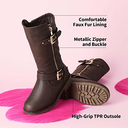 Dream Pairs Girls Little Kid Knice Brown Knee High Winter Motorcycle Riding Boots Size 2 M Us Little Kid thumb #4