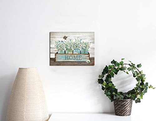Blue Floral Bouquets Rustic Flowers Wall Art Home Decor Canvas Pictures Print For Bathroom Bedroom Living Room Dining #TOP4