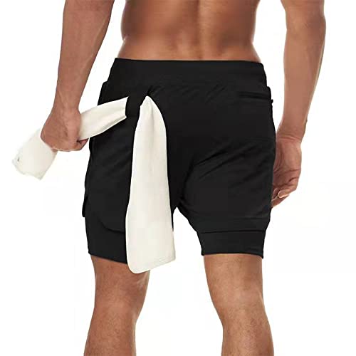 Jueshanzj Shorts de corrida masculinos respiráveis de camada dupla para esportes casual ao ar livre