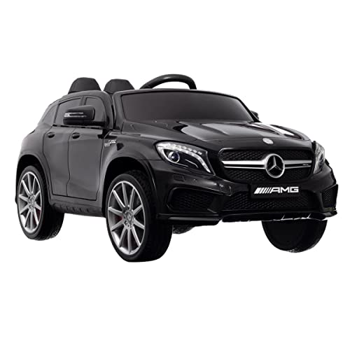 Mercedes AMG GLA 45 Elektroauto für Kinder mit Fernbedienung, 3-5 Jahre bis 30 kg, Premium Soundsystem mit Motorsound, Hupe, USB - Lizenziertes Kinderauto schwarz 3 km/h Cover