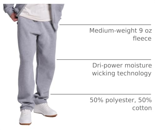 Image of Russell Athletic Men's Dri Power Fleece Open Bottom Sweatpants with Pockets, Relaxed Fit, Moisture Wicking