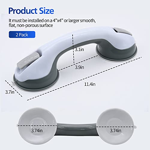 Shower Handle, 2 Pack 12 Inch Grab Bars, Bathroom Shower Handle With Strong Hold Suction Cup Grip Grab, Bath Handle Grab Bars For Bathroom Safety Grab Bar, Elderly, Disabled, Handicap #TOP4