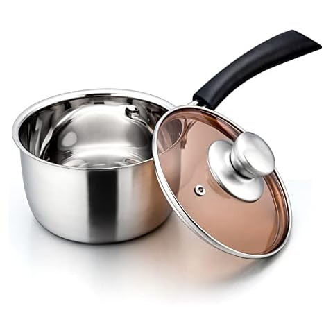 E-far 1 Quart Stainless Steel Saucepan with Glass Lid Cover