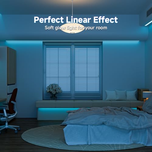 Image of BTF-LIGHTING Ice Blue COB LED Strip Light, UL Listed 480LED /m High Density Uniform Light,16.4FT DC12V 8mm Width 3M Tape Light for Cabinet Bedroom Home Indoor DIY Lighting(No Adapter or Controller)