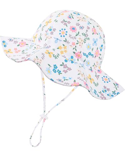 Image of Baby Girl Sun Hat Toddler Summer Bucket Hats UPF 50+ Hat for Infant Girl Beach Hat with Wide Brim 0-6T