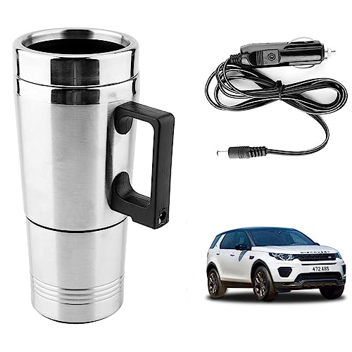 Image of Oshotto 12V Stainless Steel Car Heating Kettle /Mug, Travel Friendly electric Tea /Coffee maker Compatible with Land Rover Discovery Sport (300ml) - Silver