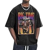 Unisex Time Rock Music Boy Band Rush T-Shirt Baumwolle T-Shirt Antik Waschverfahren Abgesenkte Schulter Kurzarm für Büro Wochenenden und sportliche Aktivitäten