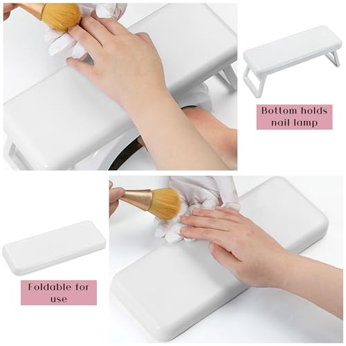 Caliee Almofada de descanso de braço portátil para unhas suporte de mão branco para unhas suporte de