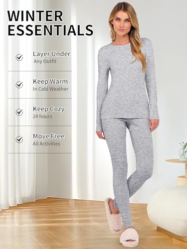 ANRABESS Thermal Underwear for Women Long Johns Fleece Lined Base Layer Pajama Set Cold Weather Top Bottom Winter Clothing3