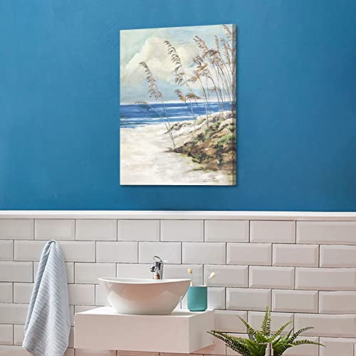 Beach Coastal Abstract Wall Art: Blue Ocean Canvas Seaside Seaweed Relaxing Painting Picture Prints Modern Nature Botanical Artwork Watercolor Plant Seascape Minimalist For Farmhouse #TOP5