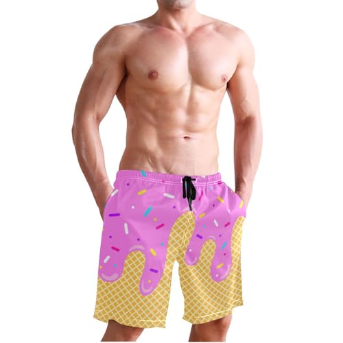 Men's Swim Trunks Quick Dry Swimming Shorts with Mesh Lining and Pocket Pink Christmas Santa Claus Swimsuit Trunks3
