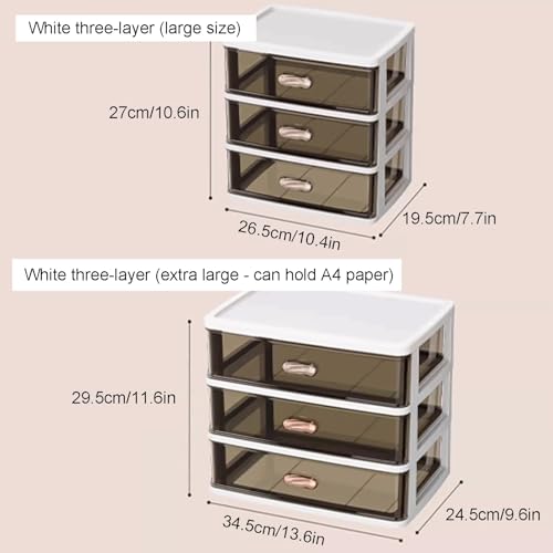 Urocza półka na biurko z szufladami, stojak do przechowywania materiałów PP (biały 34,5 x 24,5 cm/13,6 x 9,6 cala) - idealny do domowego biura i nauki