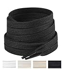 Handshop Wide Flat Athletic Shoelaces 5/16'(2 Pair) - Shoe Laces for Sneakers and Casual Shoes Replacements Black 55 inch (140cm)