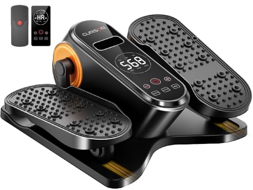 Under Desk Elliptical Machine, Electric Leg Exerciser as Seen on Tv for Seniors, Quiet Portable Seated Pedal Exerciser with Remote Control, 12 Adjustable Speeds, Auto & HR Mode for Home Office