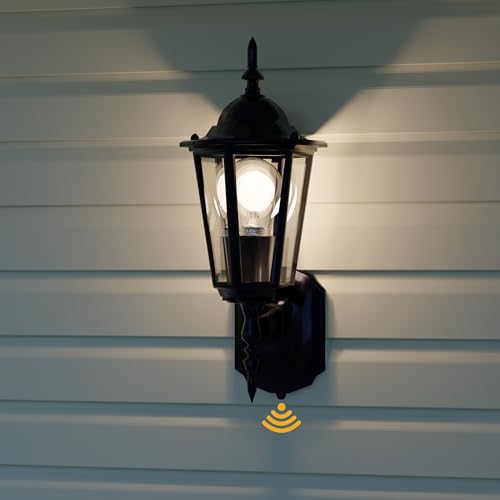 Image of KarlpaSW Dusk Till Dawn Front Door Light Mains Powered,Black Classic Wall Lamp with Light Sensitive Sensor,Waterproof Outside Door Wall Sconce for Doorway,Porch,Garage(Bulbs Not Included)