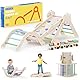 COSYLAND Klettergerüst Indoor M - Montessori Indoor Spielset mit Kletterbogen & Rutsche -8-in-1 Massivholz-Spielplatz - Kletterbogen ab 1 Jahr - Kühle Farbtöne